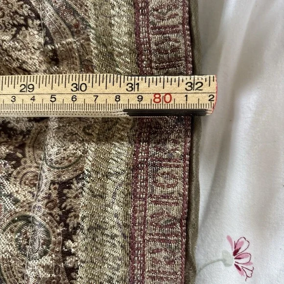 Croscill Pillow Shams Tangier King Damask Stripe Bronze Burgundy Rich Set Of 2 - Picture 12 of 12